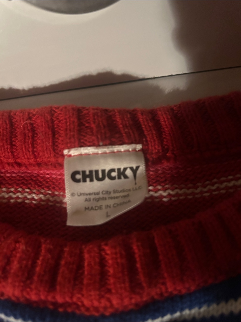 Striped Multicolor Crewneck Sweater with Embroidered Script - Picture 2 of 4